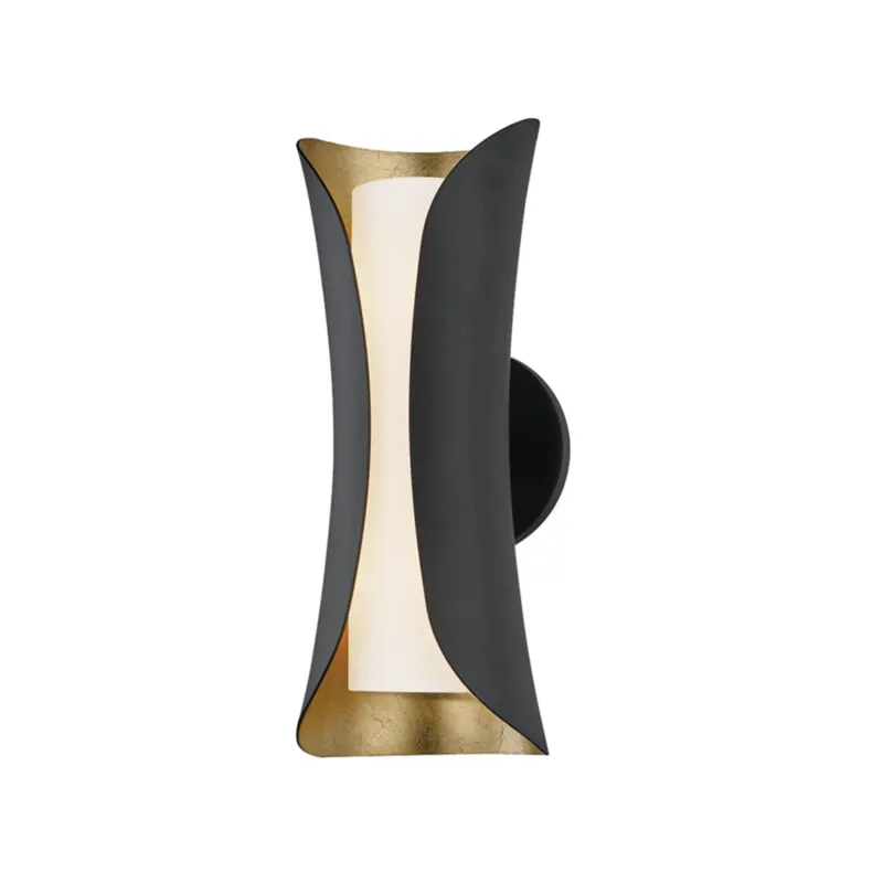 Josie 2-Light Wall Sconce in Gold Leaf 5.5W x 13.5H (Black)