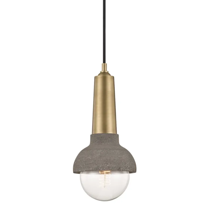 Macy 1-Light Pendant in Aged Brass 6W x 13.5H