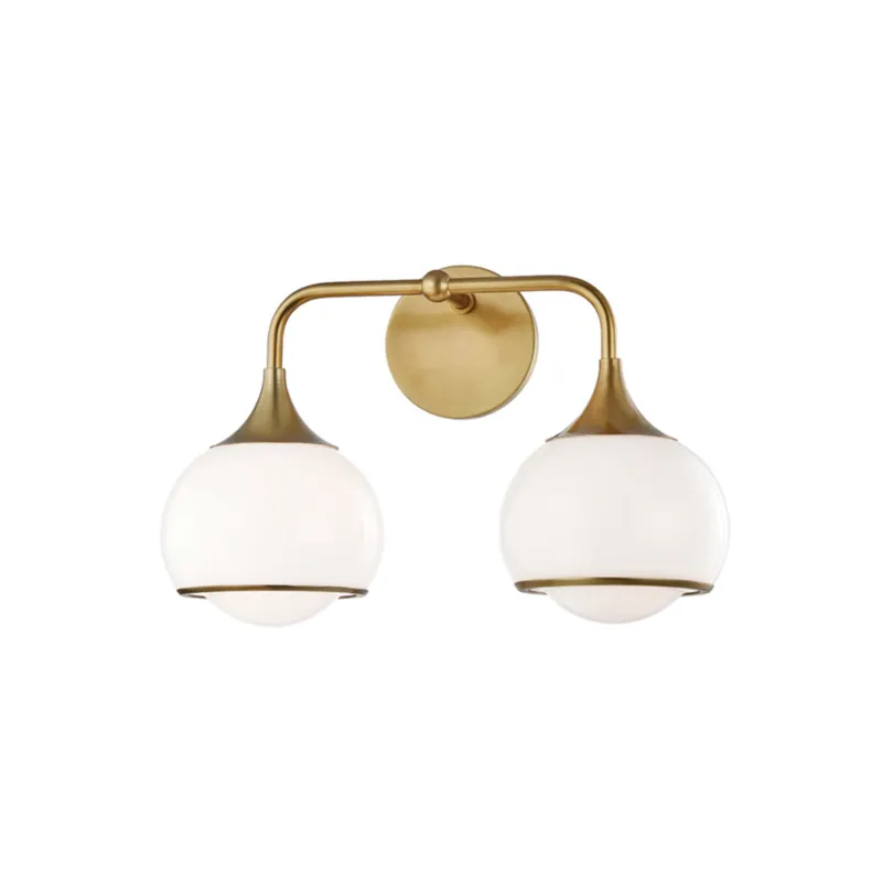 Reese 2-Light Bath and Vanity in Aged Brass 16.75W x 11.25H