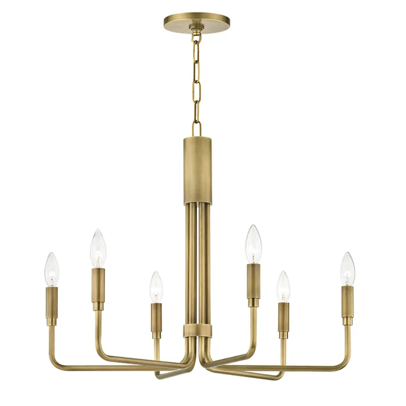 Brigitte 6-Light Chandelier in Aged Brass 25W x 19.25H
