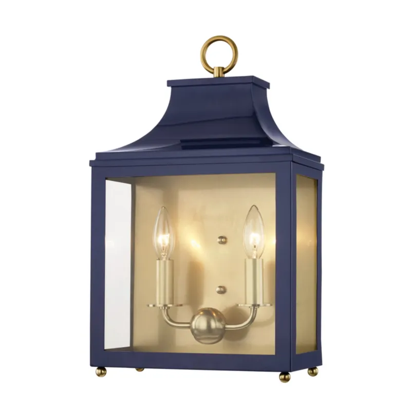 Leigh 2-Light Wall Sconce in Aged Brass 11.25W x 18.75H (Navy)