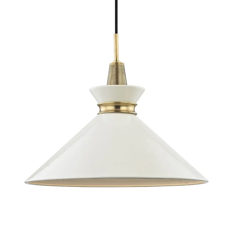 Kiki 1-Light Pendant in Aged Brass 18W x 15.25H (Cream)