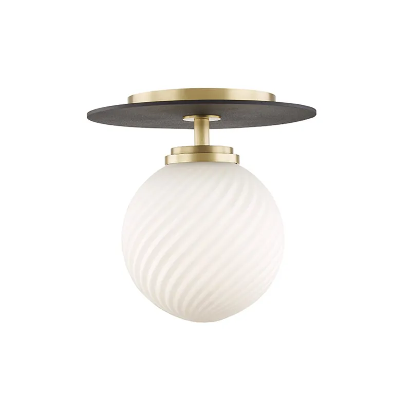 Ellis 1-Light Semi Flush in Aged Brass 7W x 7.25H
