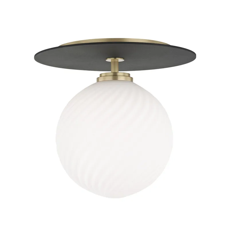 Ellis 1-Light Semi Flush in Aged Brass 10.25W x 9.5H