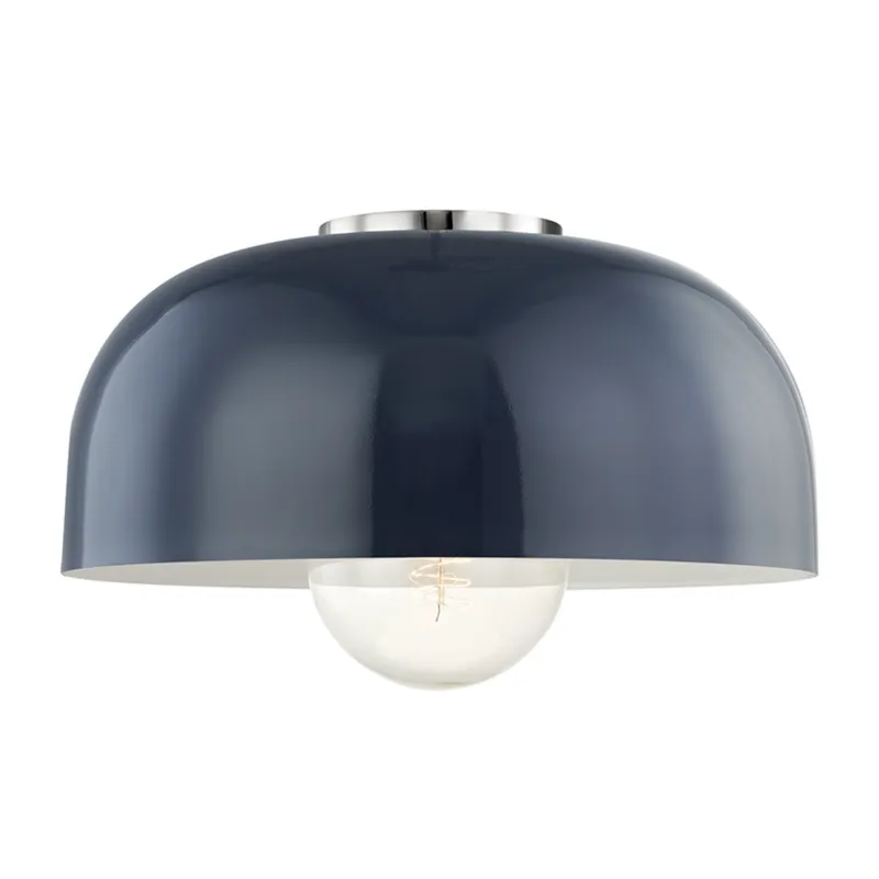 Avery 1-Light Flush Mount in Polished Nickel 14W x 8.5H