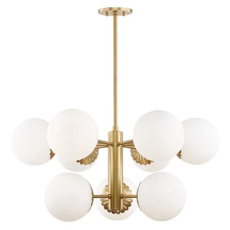 Paige 9-Light Chandelier in Aged Brass 33W x 14.75H