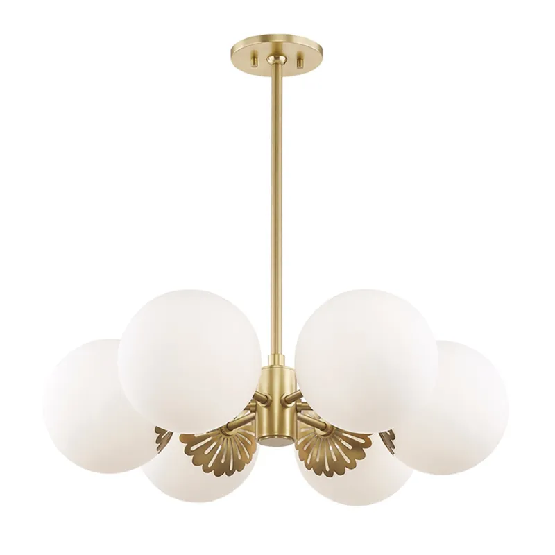 Paige 6-Light Chandelier in Aged Brass 26W x 8H