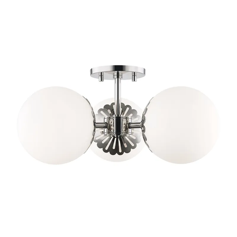 Paige 3-Light Semi Flush in Polished Nickel 16.25W x 7.75H