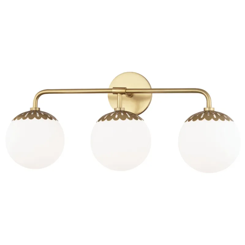 Paige 3-Light Bath and Vanity in Aged Brass 24W x 10.5H