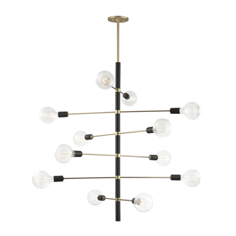 Astrid 12-Light Chandelier in Aged Brass 36W x 44.5H
