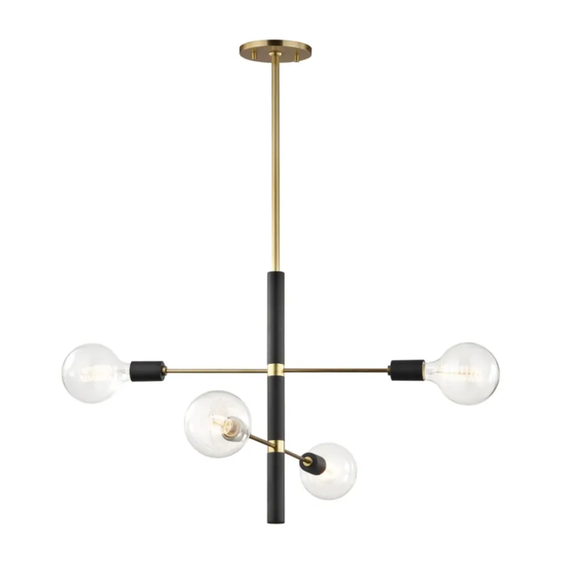 Astrid 4-Light Chandelier in Aged Brass 24W x 20H