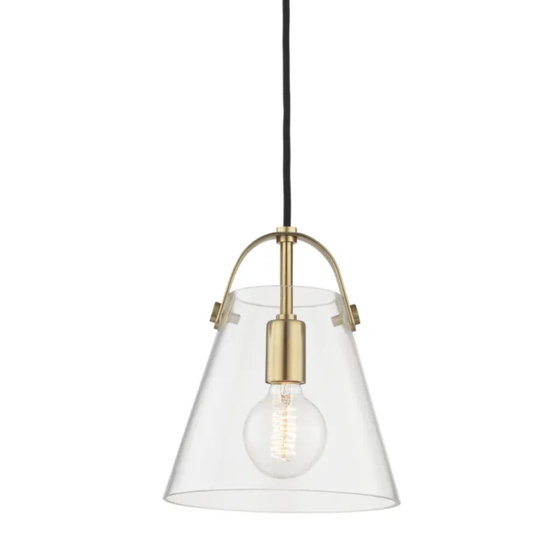 Karin 1-Light Pendant in Aged Brass 9W x 10.5H