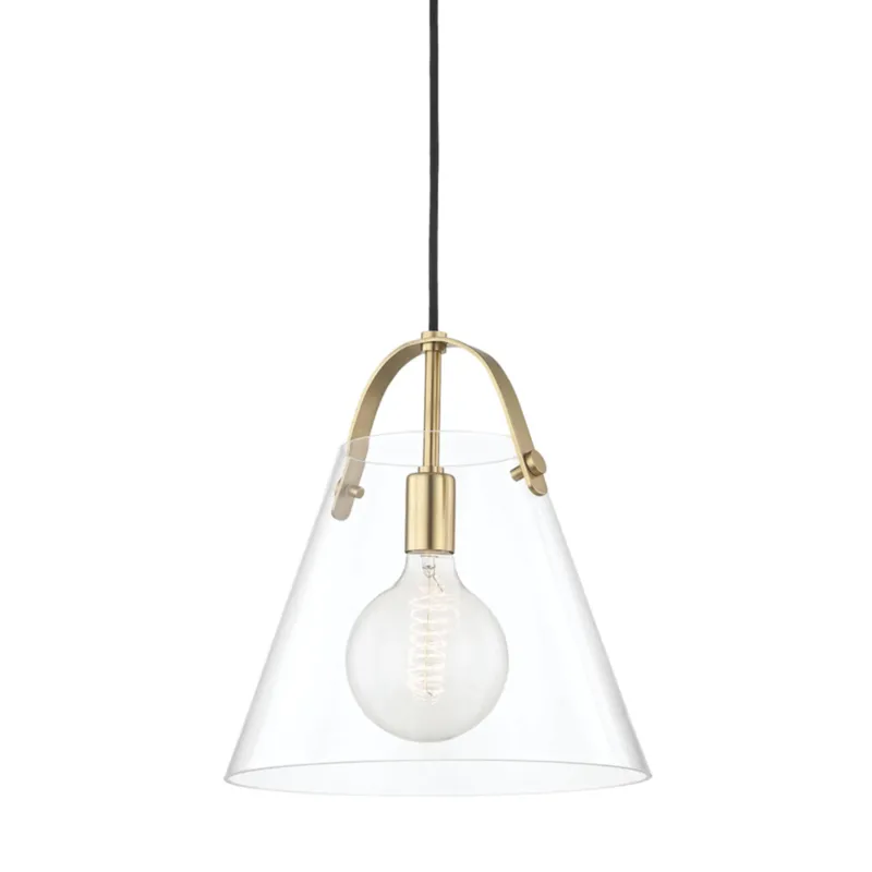 Karin 1-Light Pendant in Aged Brass 12.75W x 13.75H
