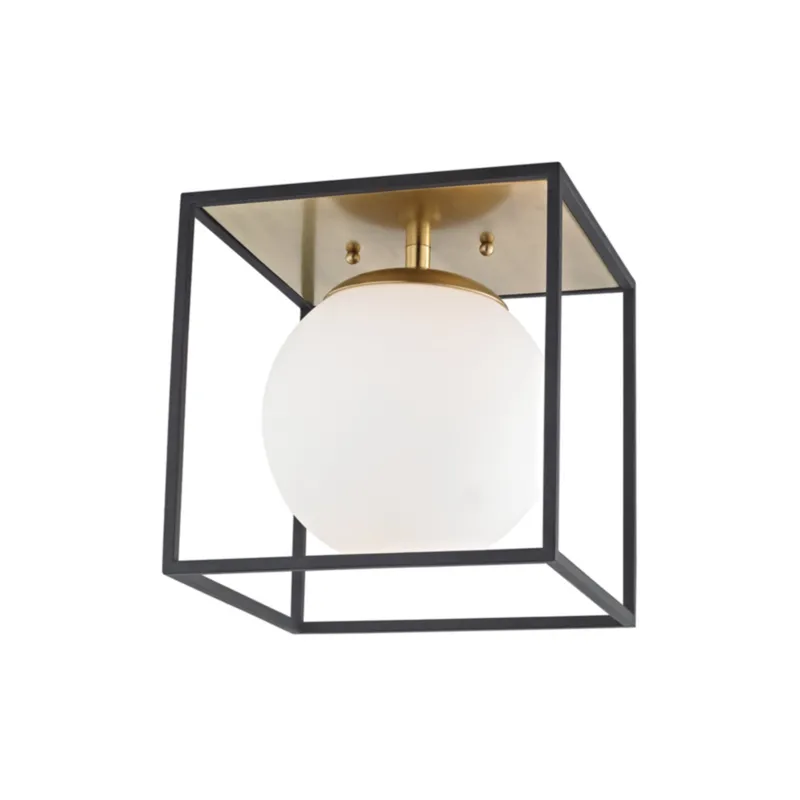 Aira 1-Light Flush Mount in Aged Brass 9.5W x 9.5H