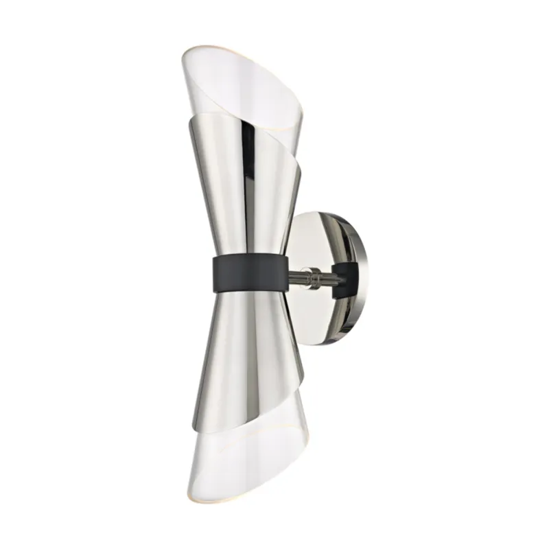 Angie 2-Light Wall Sconce in Polished Nickel 4.75W x 15H