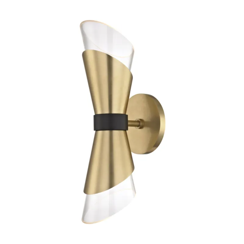 Angie 2-Light Wall Sconce in Aged Brass 4.75W x 15H