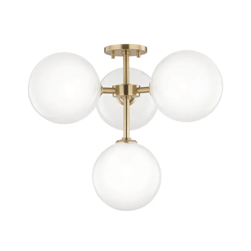 Ashleigh 4-Light Semi Flush in Aged Brass 20.25W x 18H