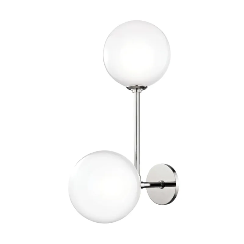 Ashleigh 2-Light Wall Sconce in Polished Nickel 7.5W x 21.5H