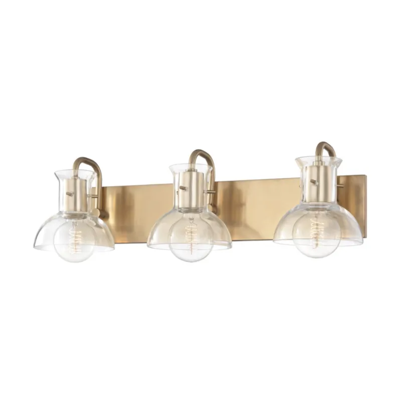 Riley 3-Light Bath and Vanity in Aged Brass 24W x 7H