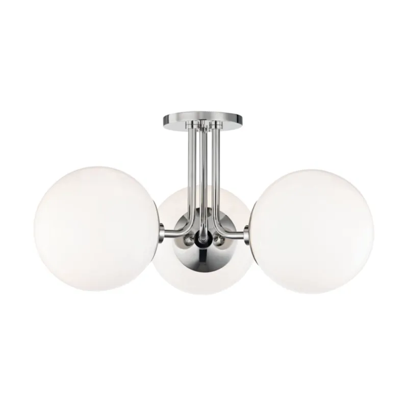 Stella 3-Light Semi Flush in Polished Nickel 18.25W x 10.5H