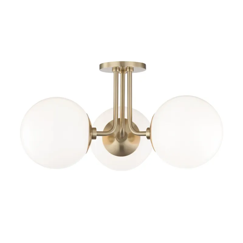 Stella 3-Light Semi Flush in Aged Brass 18.25W x 10.5H