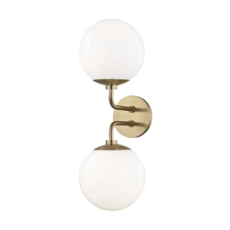 Stella 2-Light Wall Sconce in Aged Brass 7W x 20H