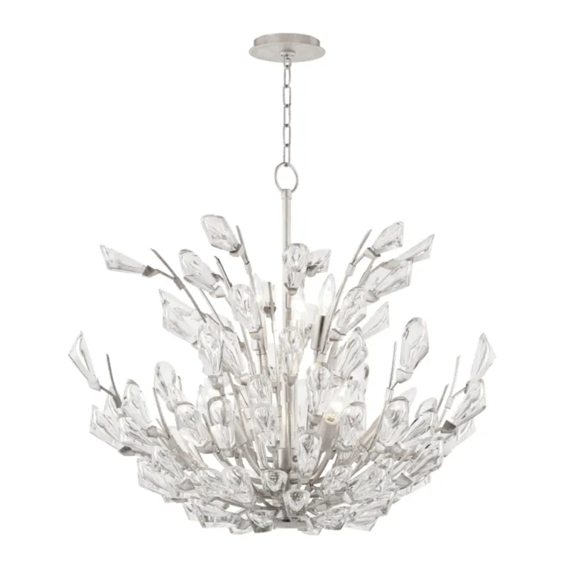 Tulip 9-Light Chandelier in Silver Leaf 27.75W x 21.75H