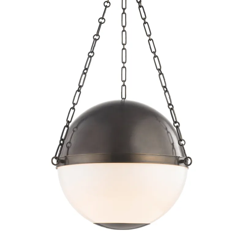 Sphere No.2 3-Light Pendant in Distressed Bronze by Mark D. Sikes 20.5W x 17H