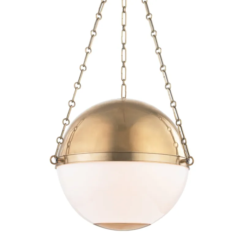 Sphere No.2 3-Light Pendant in Aged Brass by Mark D. Sikes 20.5W x 17H