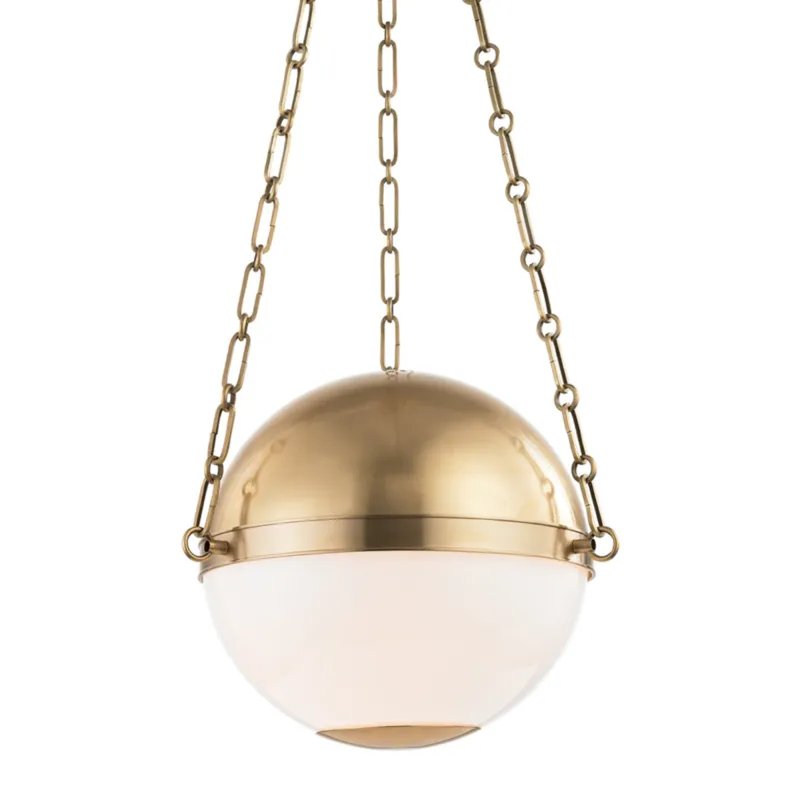 Sphere No.2 2-Light Pendant in Aged Brass by Mark D. Sikes 16.5W x 12.75H