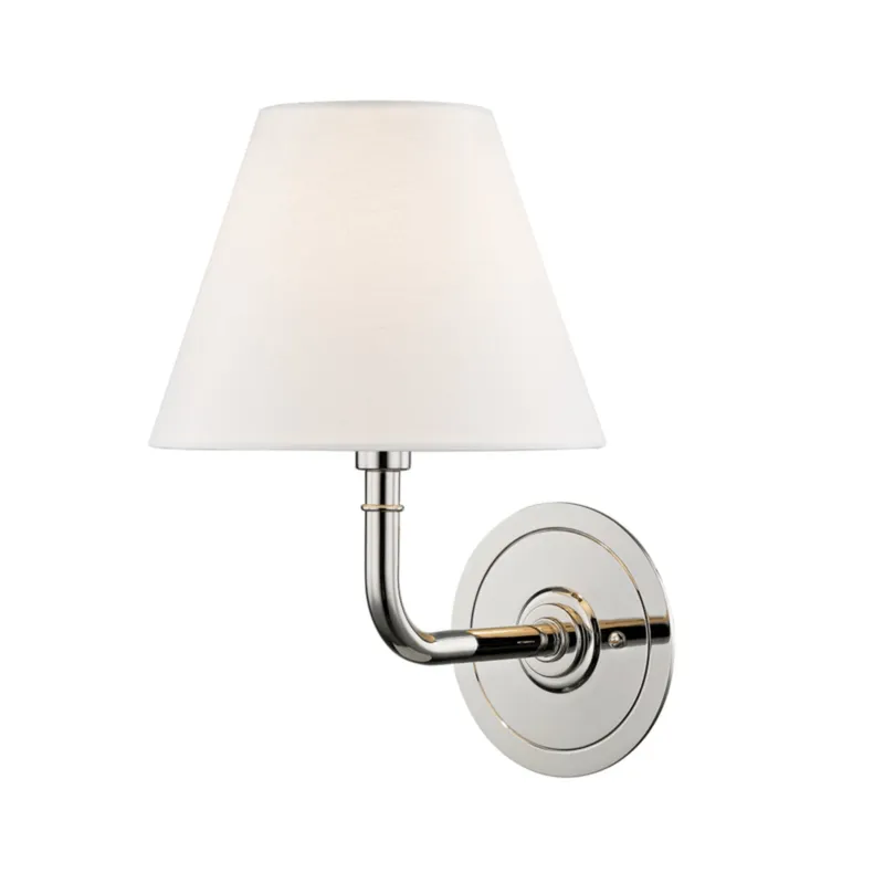 Signature No.1 1-Light Wall Sconce in Polished Nickel by Mark D. Sikes 8W x 11.25H