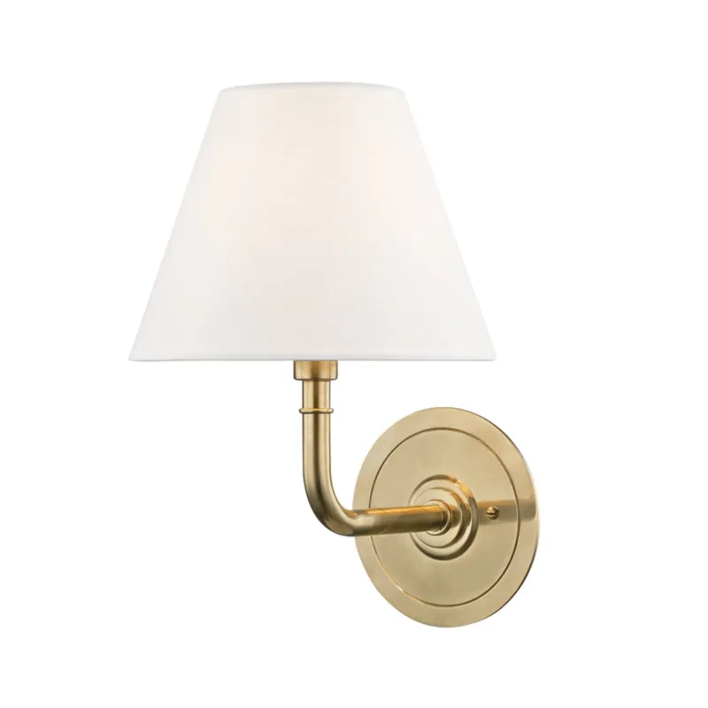 Signature No.1 1-Light Wall Sconce in Aged Brass by Mark D. Sikes 8W x 11.25H