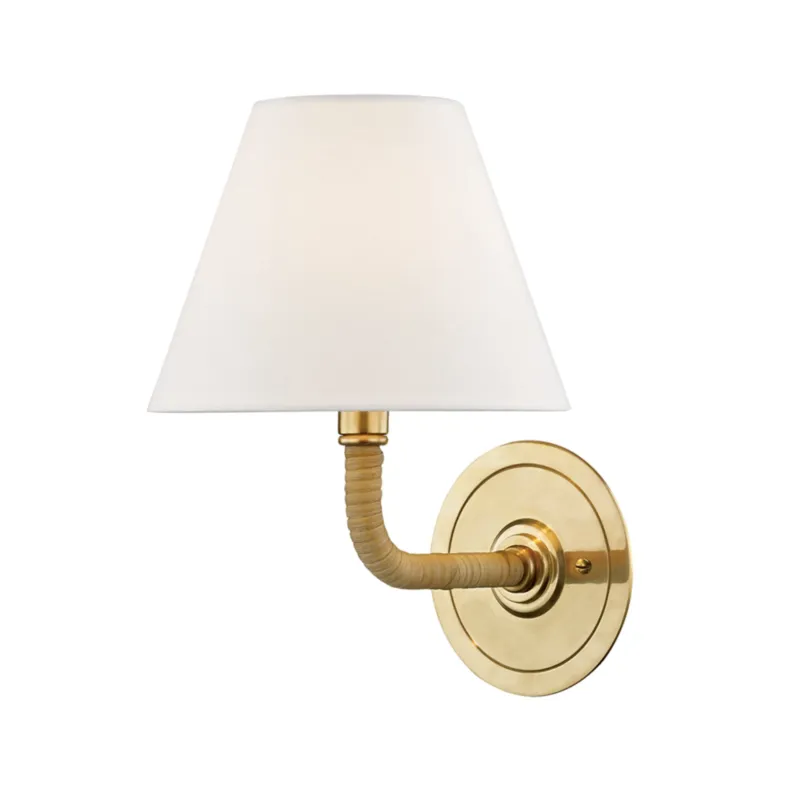 Curves No.1 1-Light Wall Sconce in Aged Brass by Mark D. Sikes 8W x 11.25H