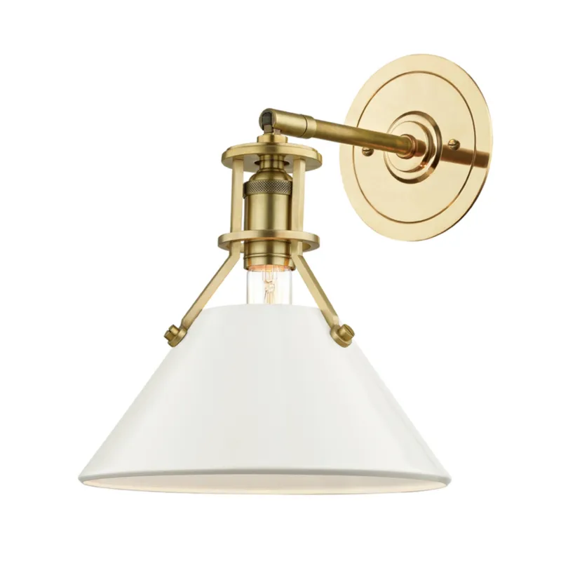 Painted No. 2 1-Light Wall Sconce in Aged Brass by Mark D. Sikes 9.5W x 11.75H (Off-White)