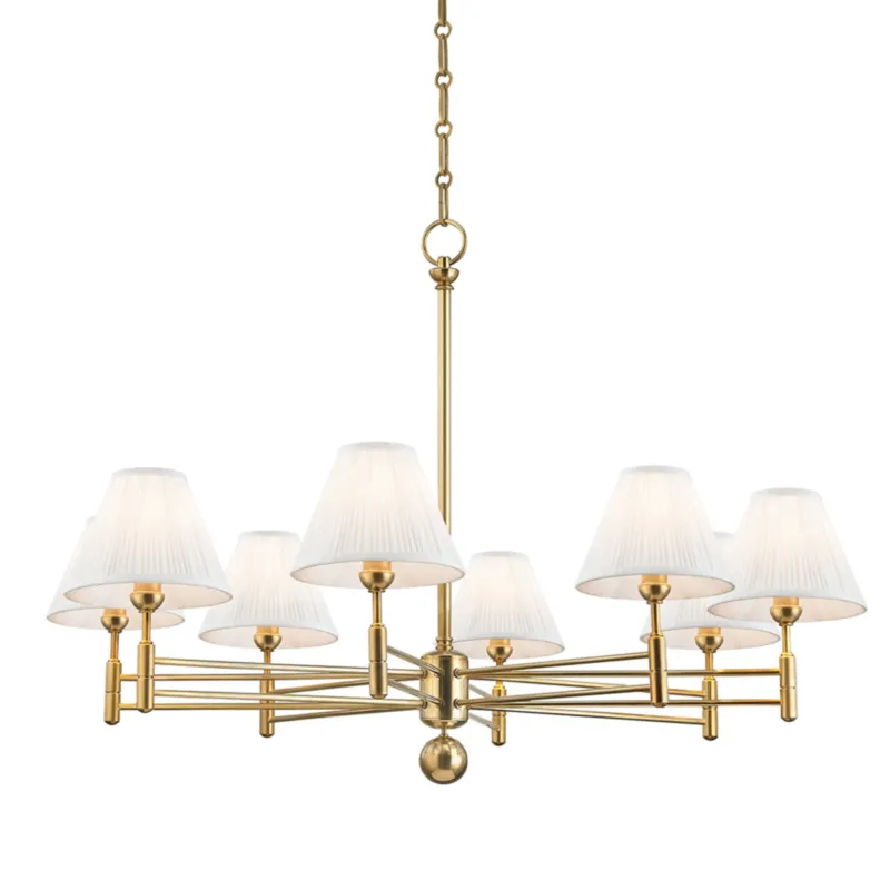 Classic No.1 8-Light Chandelier in Aged Brass by Mark D. Sikes 40W x 25.75H