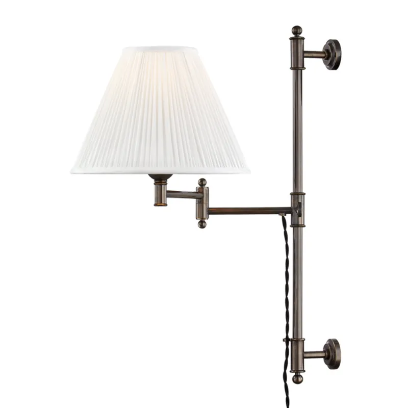 Classic No.1 1-Light Plug-in Sconce in Distressed Bronze by Mark D. Sikes 10W x 29H