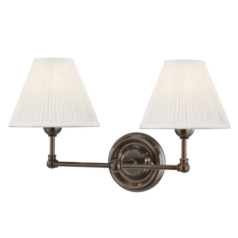 Classic No.1 2-Light Wall Sconce in Distressed Bronze by Mark D. Sikes 18.25W x 10.5H