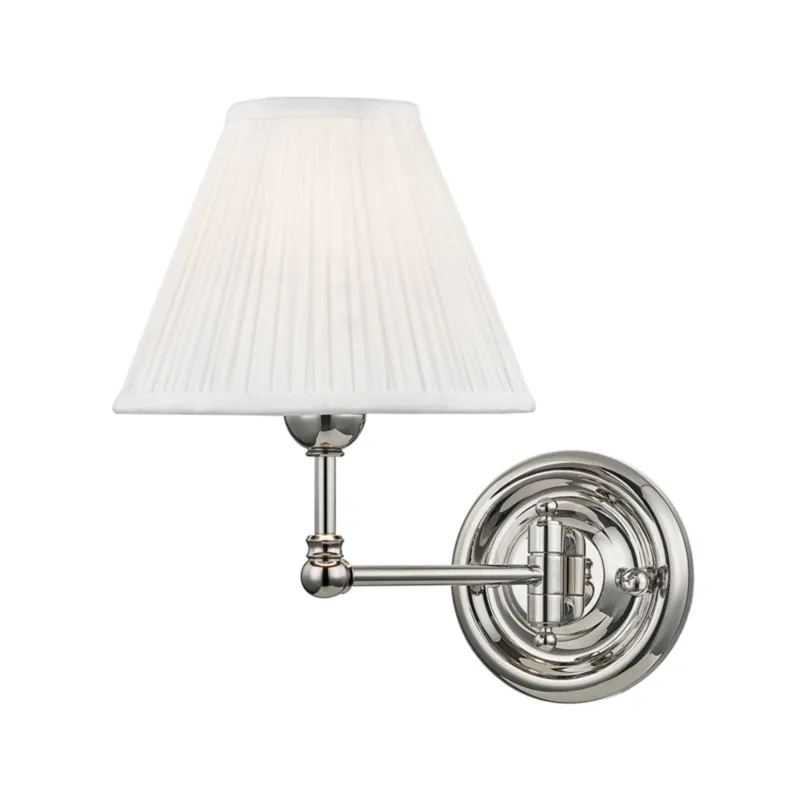 Classic No.1 1-Light Wall Sconce in Polished Nickel by Mark D. Sikes 7.5W x 10.5H