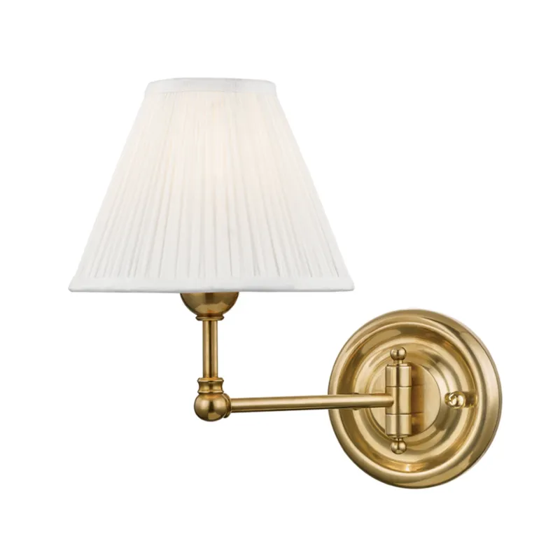 Classic No.1 1-Light Wall Sconce in Aged Brass by Mark D. Sikes 7.5W x 10.5H