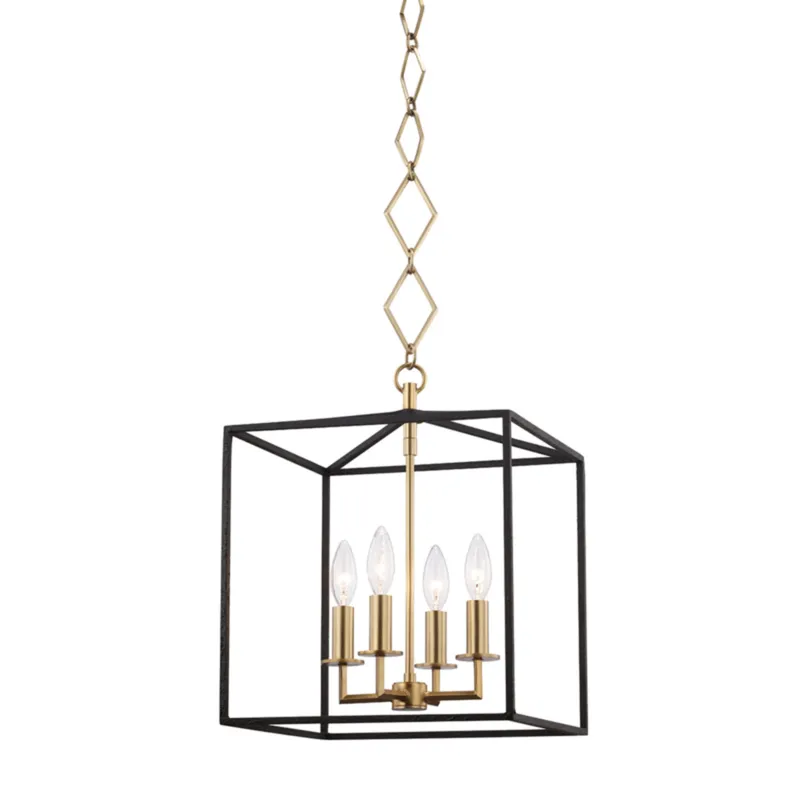 Richie 4-Light Lantern in Aged Brass by Becki Owens 13L x 13W x 16.75H