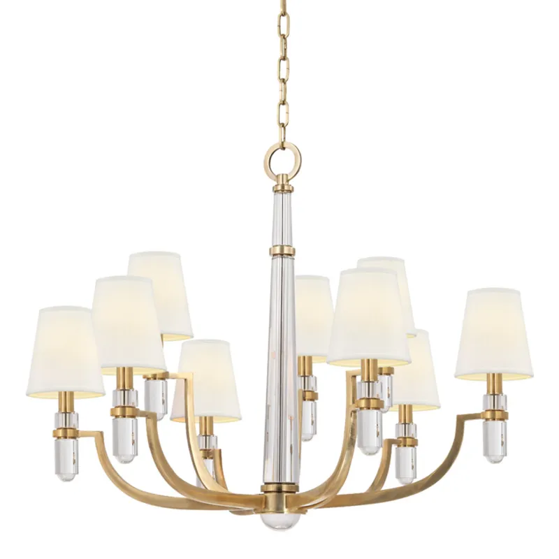 Dayton 9-Light Chandelier in Aged Brass 33W x 25.75H