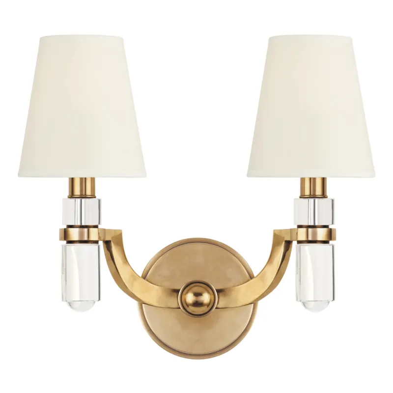Dayton 2-Light Wall Sconce in Aged Brass 13.75W x 12.5H