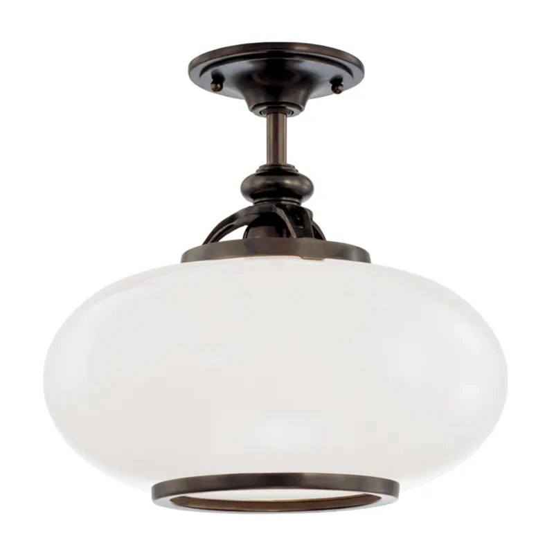 Canton 1-Light Semi Flush in Old Bronze 15W x 13H