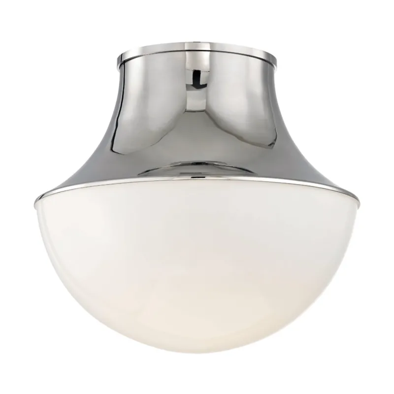 Lettie 1-Light Flush Mount in Polished Nickel 14.75W x 14H