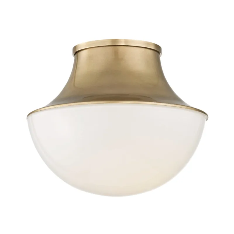 Lettie 1-Light Flush Mount in Aged Brass 10.75W x 9H