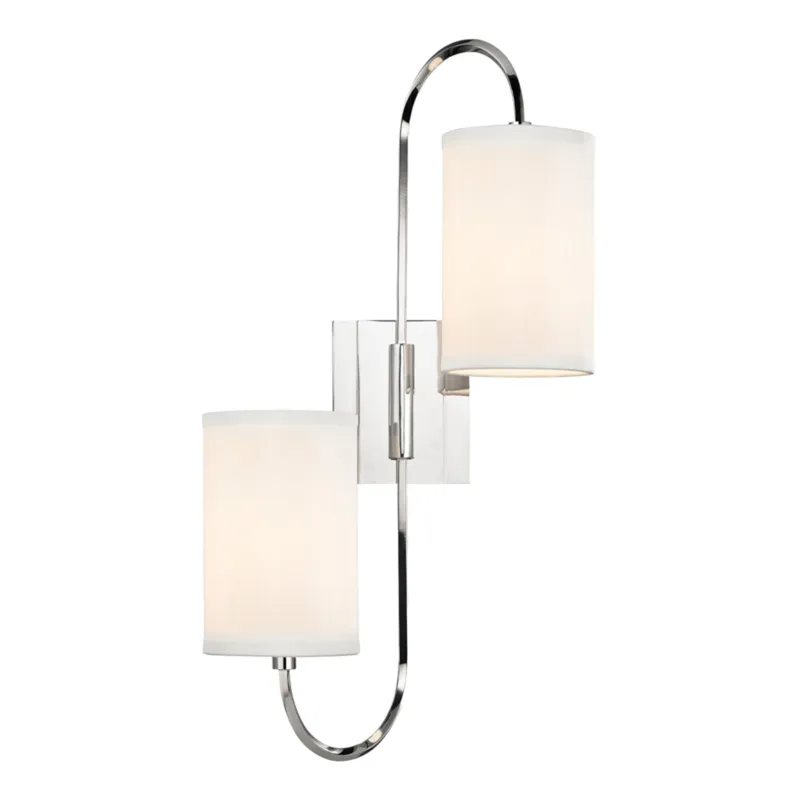 Junius 2-Light Wall Sconce in Polished Nickel 11.75W x 22H