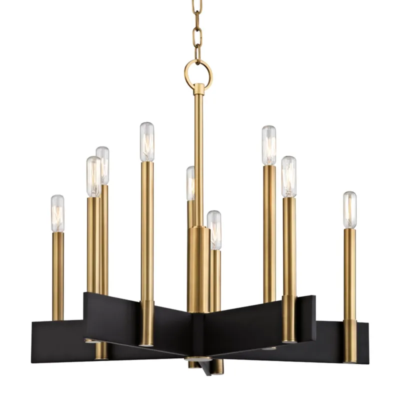 Abrams 10-Light Chandelier in Aged Brass 24.75W x 22H
