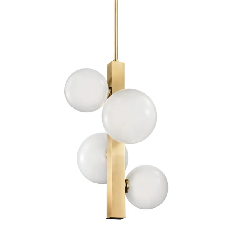 Hinsdale 4-Light Pendant in Aged Brass 21.25W x 27H