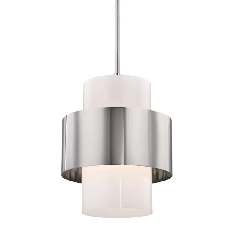 Corinth 1-Light Pendant in Polished Nickel 15.5W x 18.5H