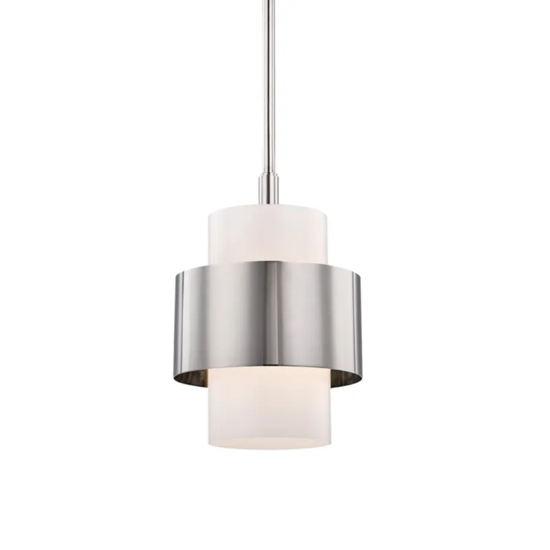 Corinth 1-Light Pendant in Polished Nickel 11W x 13.5H